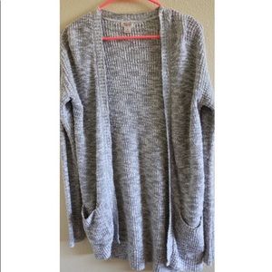 grey knit open cardigan